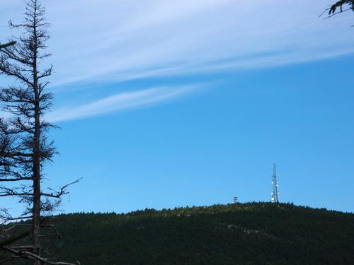 view of the towers on top of nearby Mount Kearsarge from Little Mountain in New Hampshire