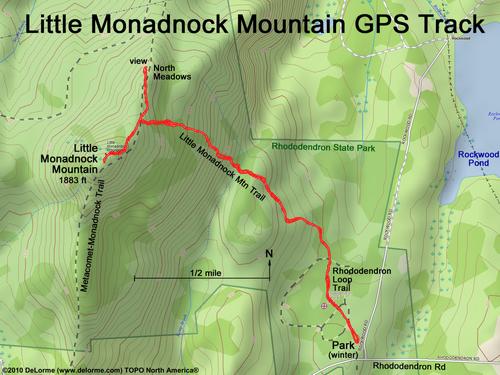 GPS track to Litte Monadnock Mountain in New Hampshire
