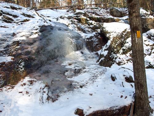 icy winter trail on the way to Little Monadnock Mountain in New Hampshire