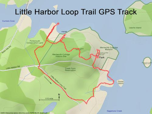 GPS track in March at Little Harbor Loop Trail in southeast New Hampshire