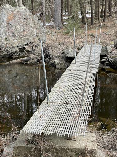 footbridge in March at Little River Conservation Area in southeast New Hampshire