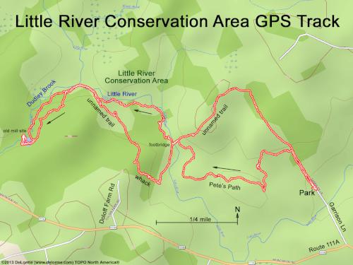 GPS track in March at Little River Conservation Area in southeast New Hampshire