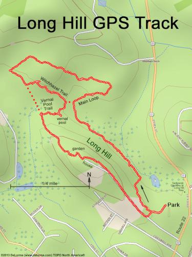 GPS track in November at Long Hill in northeast Massachusetts