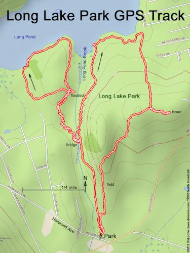 GPS track in November at Long Lake Park in northeast Massachusetts
