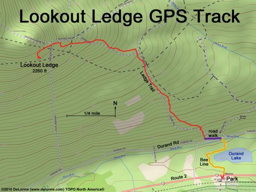 GPS track to Lookout Ledge in New Hampshire