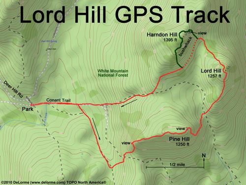 GPS track to Lord Hill in western Maine