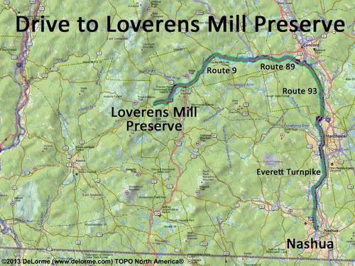 Loverens Mill Preserve drive route