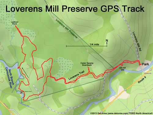 GPS track at Loverens Mill Preserve in southern New Hampshire