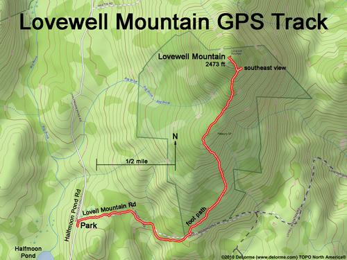 GPS track to Lovewell Mountain in New Hampshire