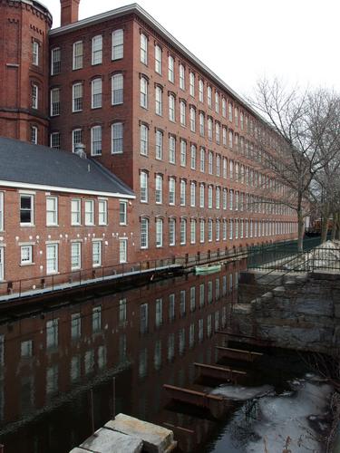 mill building and canal at Lowell National Historical Park in northeastern Massachusetts