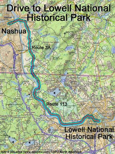 Lowell National Historical Park drive route