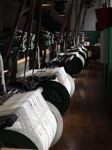weaving looms at Lowell National Historical Park at Lowell in northeastern Massachusetts