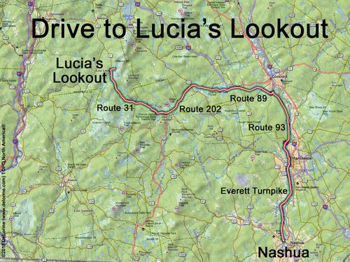 Lucia's Lookout drive route