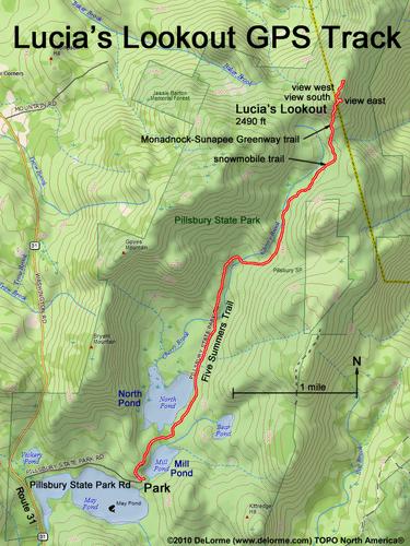 GPS track to Lucia's Lookout in New Hampshire
