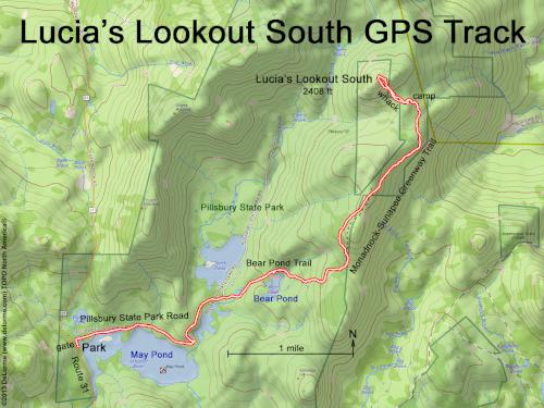 GPS track in May at Lucia's Lookout South in southern New Hampshire