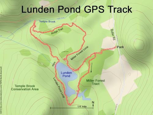 GPS Track in May at Lunden Pond near Monson in south-central MA