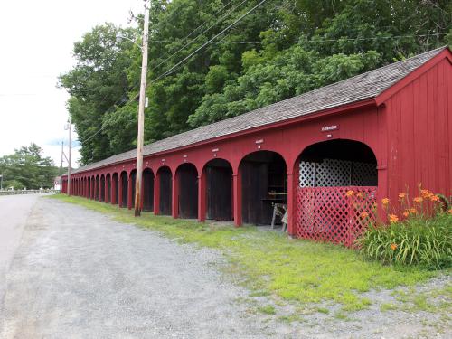 historic carriage shelter beside Lyme Congregation Church, near Lyme Hill in western New Hampshire