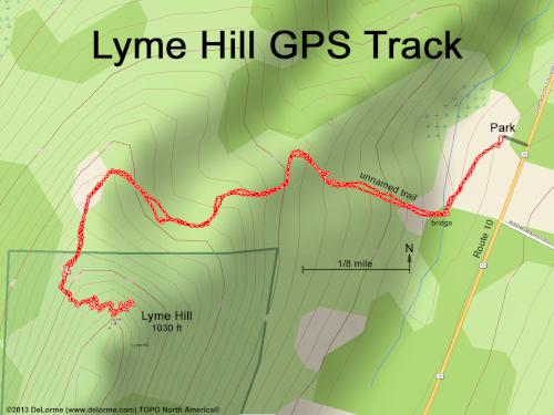 GPS track at Lyme Hill in western New Hampshire