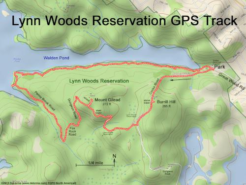 GPS track in February at Lynn Woods Reservation in northeast Massachusetts