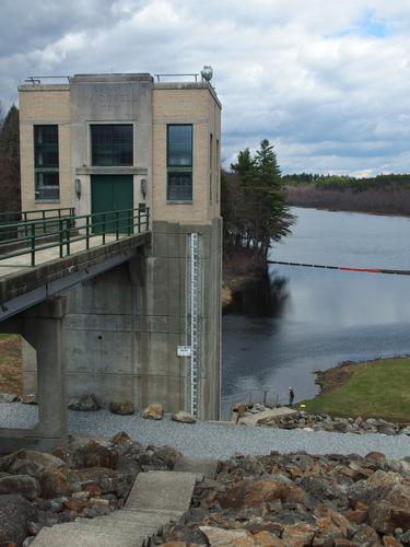 dam gatehouse on Edward MacDowell Lake at Peterborough in southwestern New Hampshire