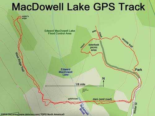 GPS track at MacDowell Lake in southwestern New Hampshire