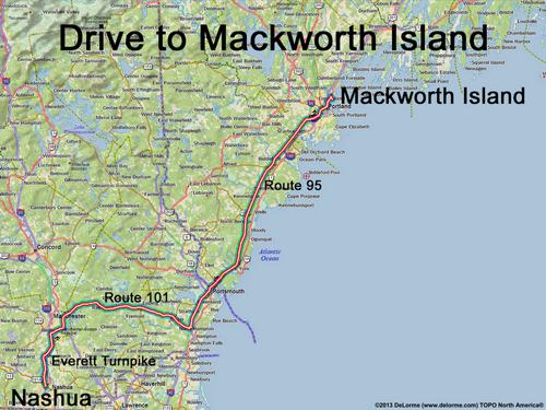 Mackworth Island drive route