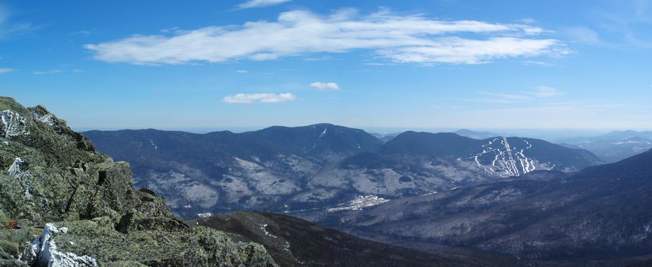 panoramic view in March of the Carter-Wildcat Range from Mount Madison in the White Mountains of New Hampshire