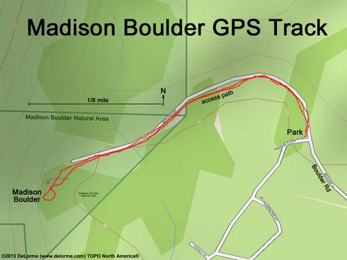 GPS track at Madison Boulder Natural Area in New Hampshire