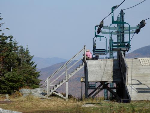 Smugglers Notch Ski Area chairlift at the summit of Sterling Peak in Vermont