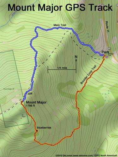 GPS Track to Mount Major in New Hampshire