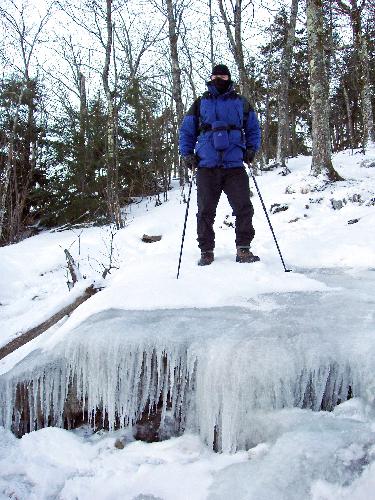 icy trail on Mount Major in New Hampshire