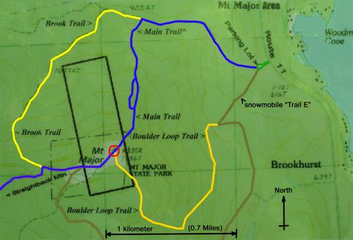 trail map to Mount Major in New Hampshire