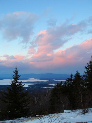 sunset over Lake Winnipesaukee as seen from Mount Major in New Hampshire
