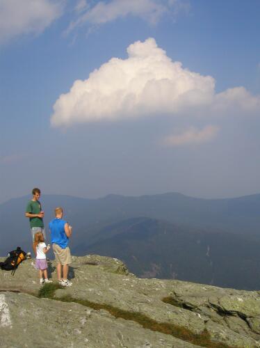 hikers and view from Mount Mansfield in Vermont