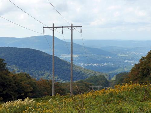 view west in September from the powerline swath on Maple Hill in southern Vermont