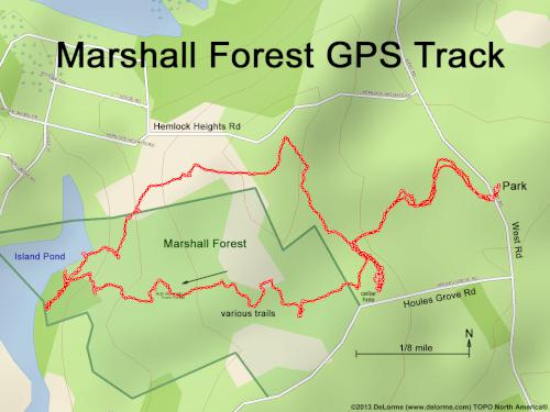 GPS track at Marshall Forest near Hampstead in southeast NH
