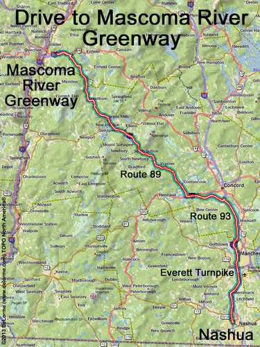 Mascoma River Greenway drive route