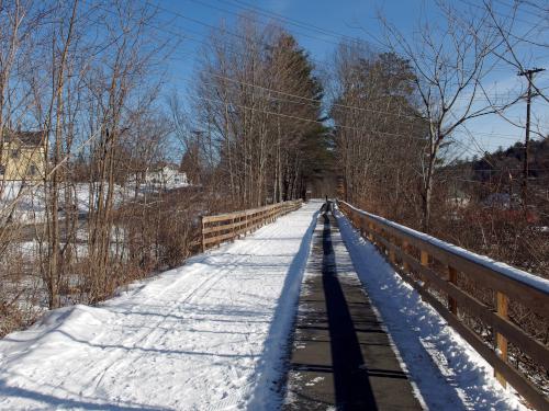 trail in January at Mascoma River Greenway at Lebanon in western New Hampshire