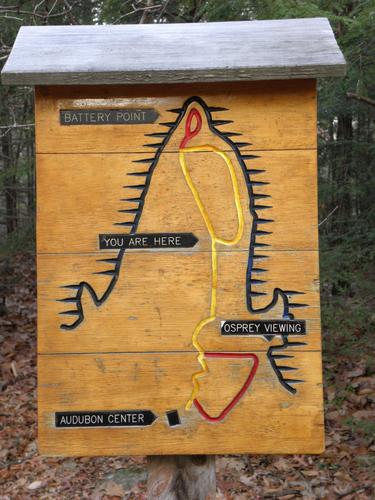 trail sign at the Massabesic Audubon Center in New Hampshire