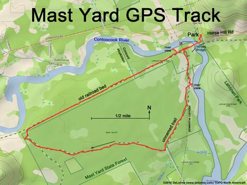 GPS track in Mast Yard State Forest in southern New Hampshire