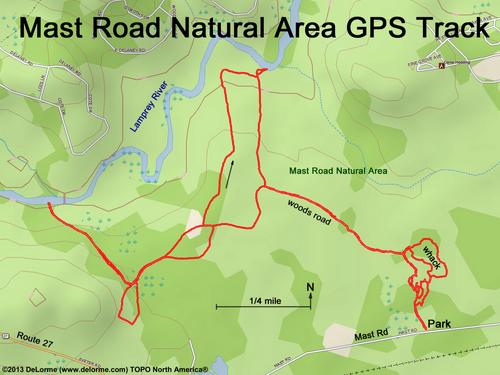 GPS track at Mast Road Natural Area in southeastern New Hampshire