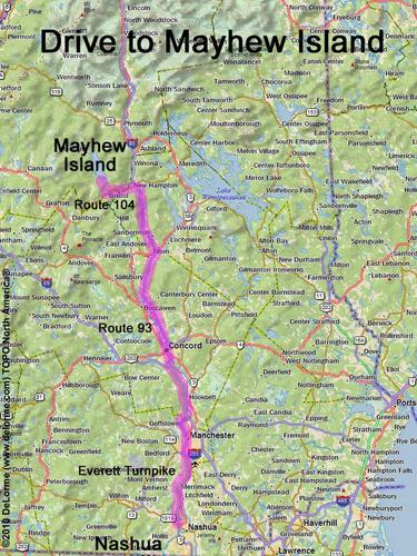 Mayhew Island drive route