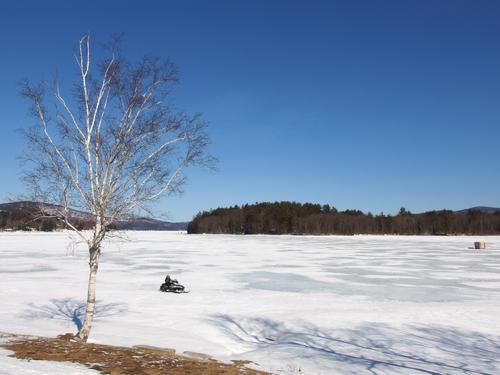 late-winter view of Newfound Lake and Mayhew Island in New Hampshire