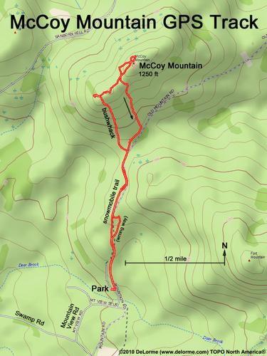 GPS track to McCoy Mountain in southern New Hampshire