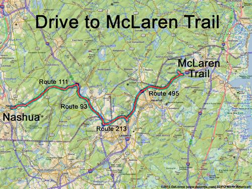 Jay McLaren Rail Trail drive route