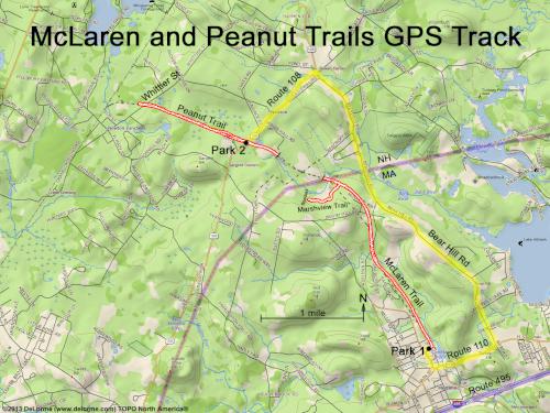 GPS track in April on the Jay McLaren Rail Trail in northeast Massachusetts