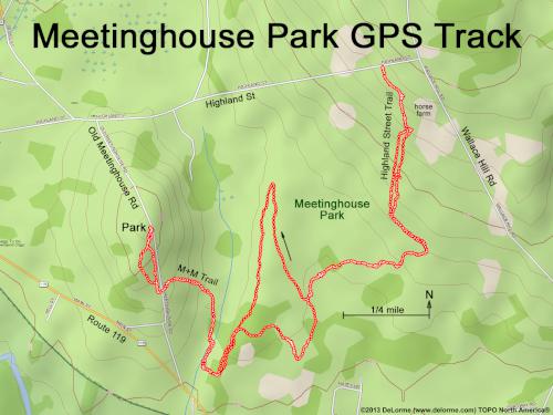 GPS track in April at Meetinghouse Park in northeast Massachusetts