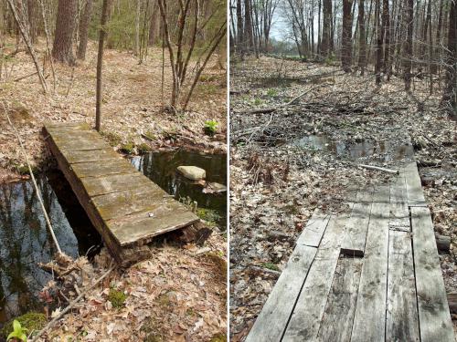 good-and-bad trail sections in April at Meetinghouse Park in northeast Massachusetts