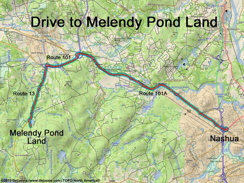 Melendy Pond Land drive route