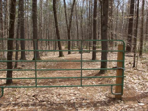 trail gate at Melendy Pond Land in Brookline, New Hampshire